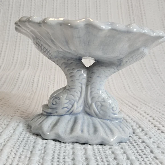 Soap Dish Koi Fish Blue White Vintage 1980's Signed - Picture 3 of 14